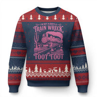 Funny I Am Not Always A Train Wreck Just Kidding Toot Toot Ugly Christmas Sweater Pink Train - Wonder Print Shop