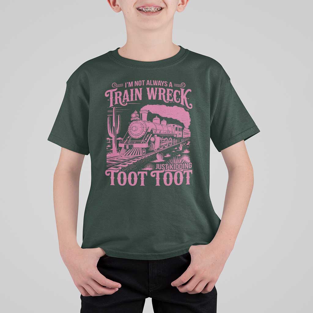 Funny I Am Not Always A Train Wreck Just Kidding Toot Toot T Shirt For Kid Pink Train - Wonder Print Shop