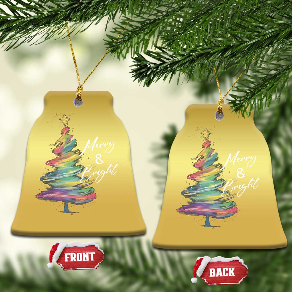 Xmas Christmas Ornament Merry And Bright Colorful Xmas Tree - Wonder Print Shop