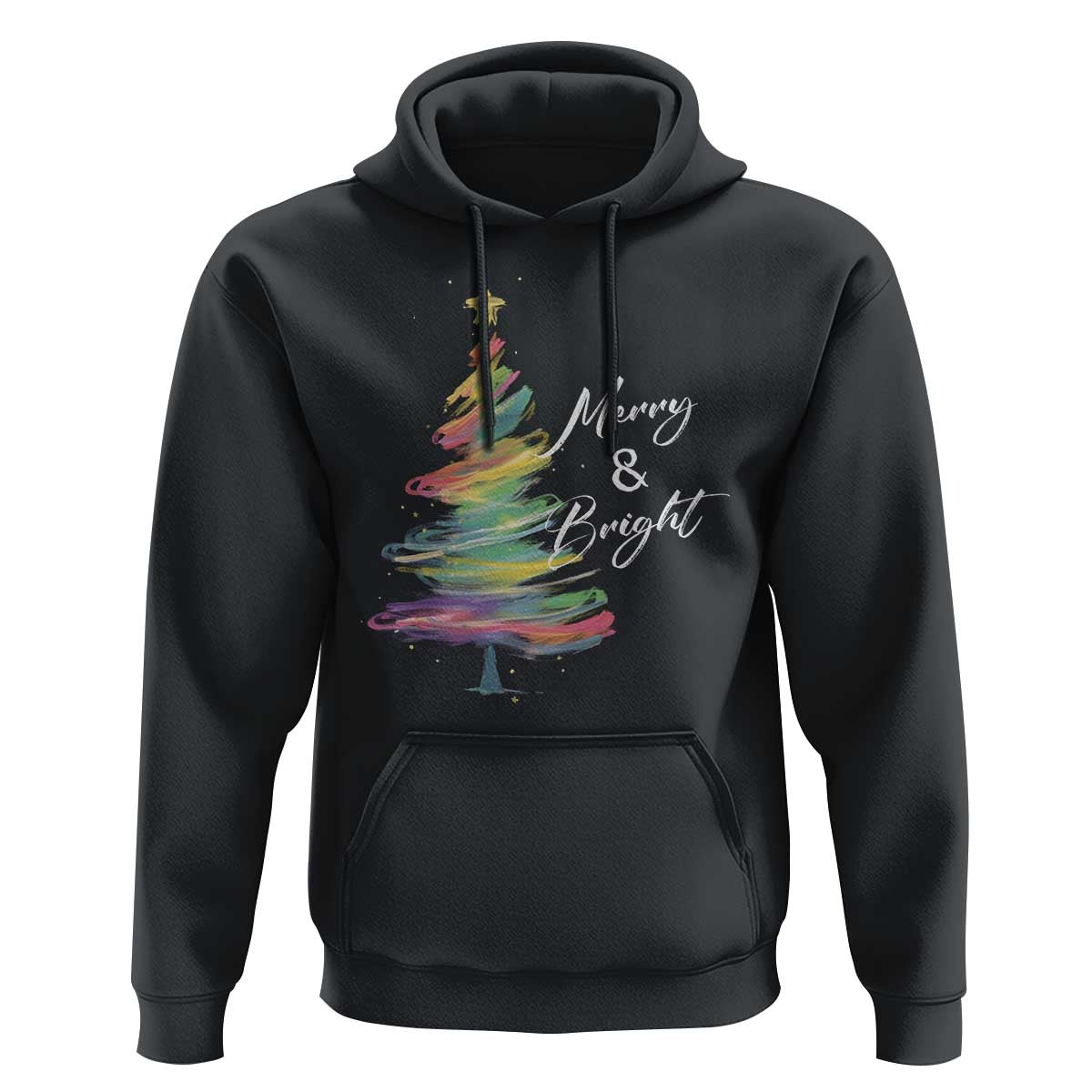 Christmas Hoodie Merry And Bright Colorful Xmas Tree