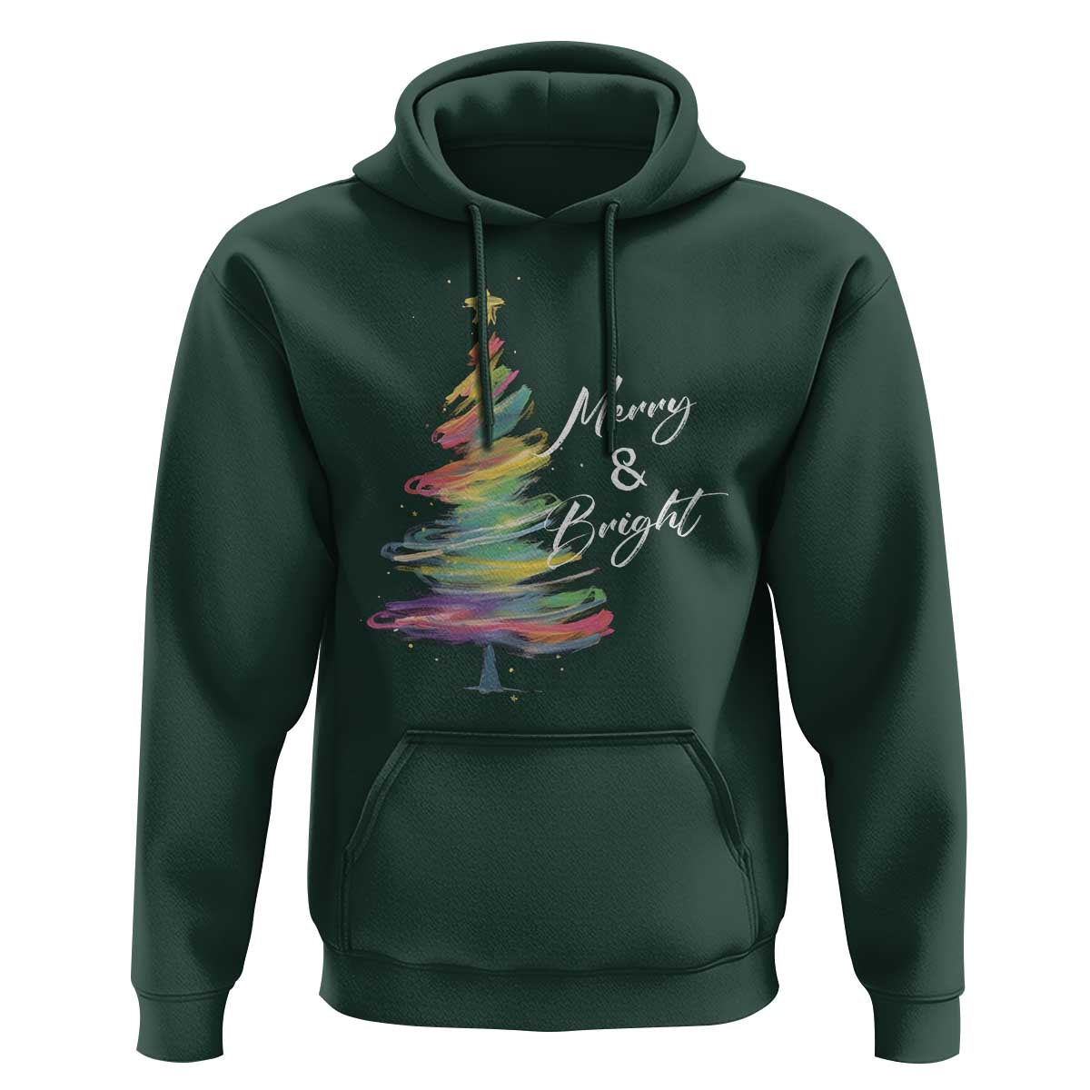 Christmas Hoodie Merry And Bright Colorful Xmas Tree