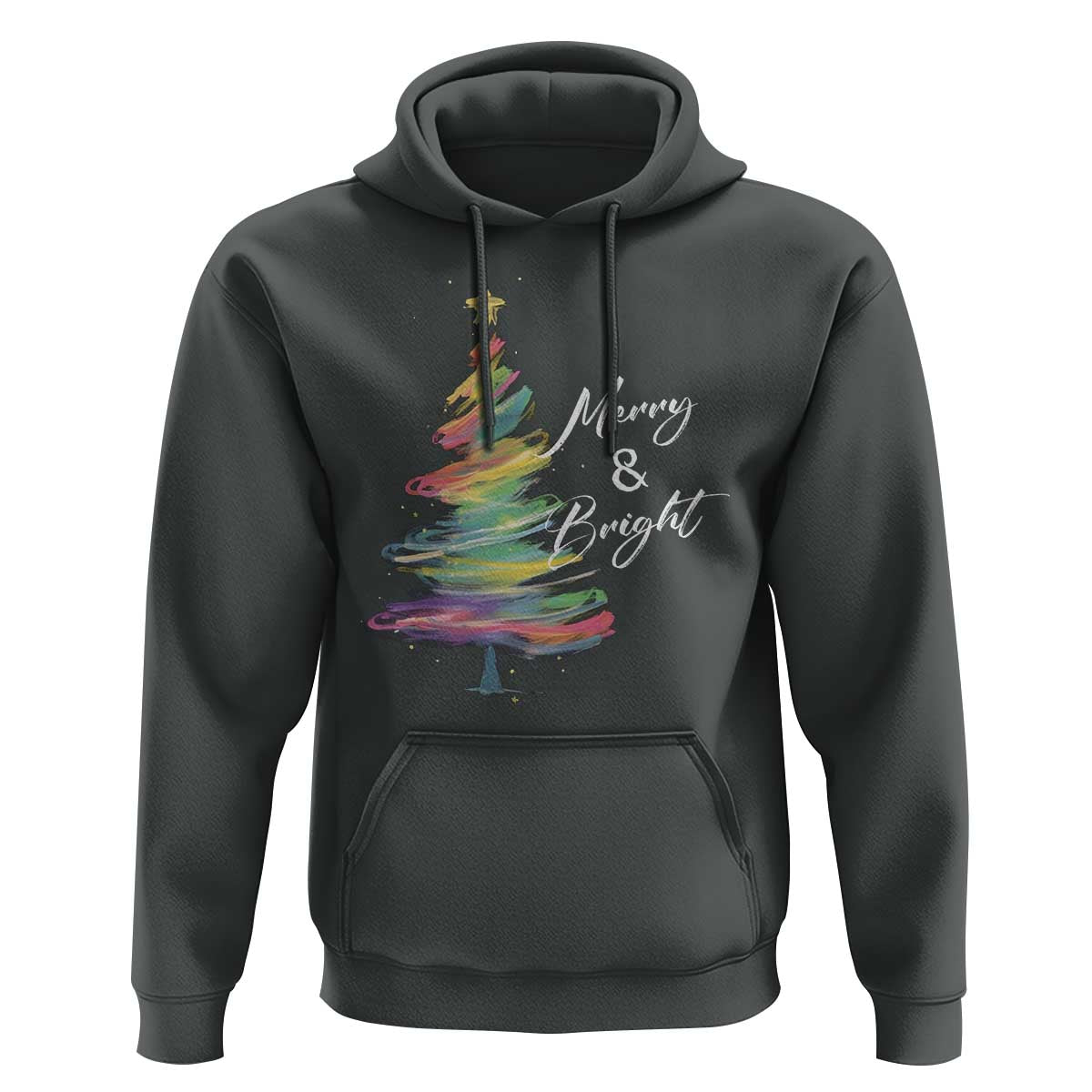 Christmas Hoodie Merry And Bright Colorful Xmas Tree