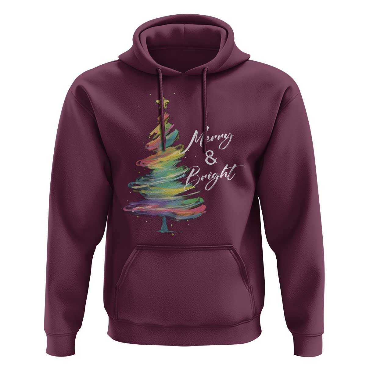Christmas Hoodie Merry And Bright Colorful Xmas Tree