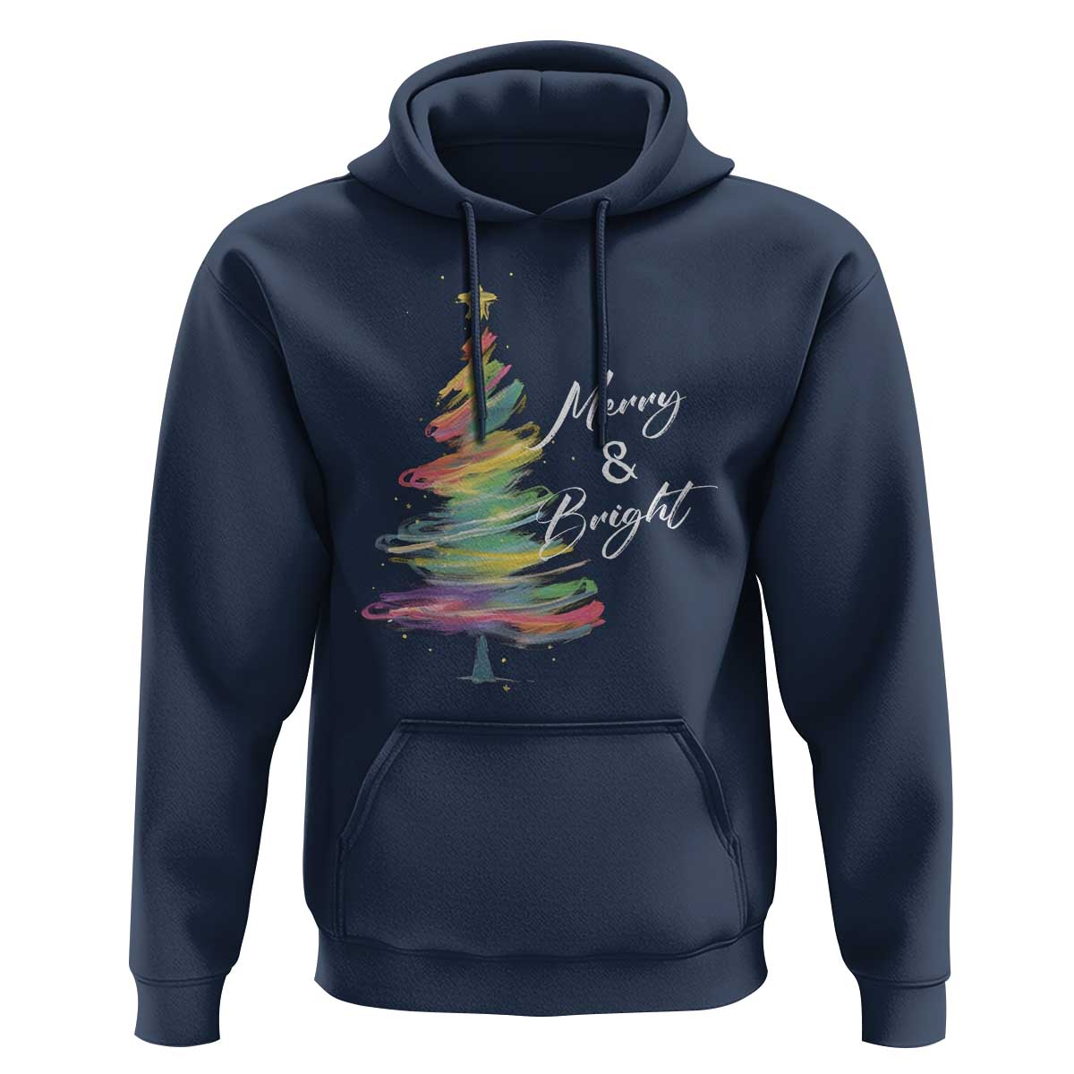 Christmas Hoodie Merry And Bright Colorful Xmas Tree