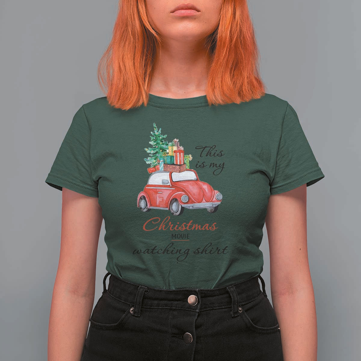 Funny This Is My Christmas Movie Watching Shirt T Shirt For Women Red Car Xmas Tree - Wonder Print Shop