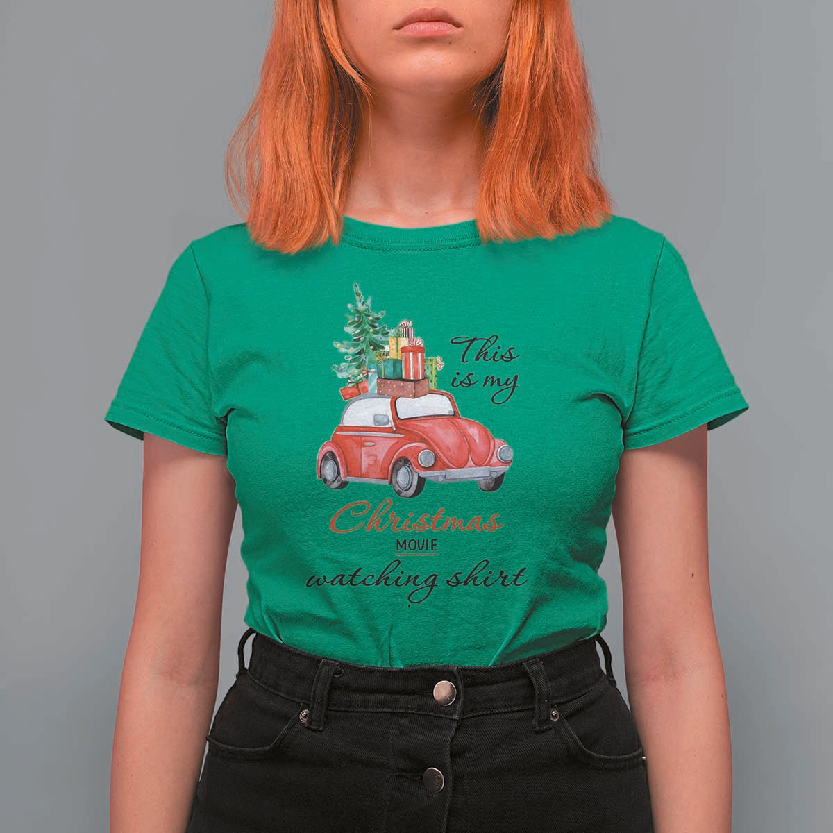 Funny This Is My Christmas Movie Watching Shirt T Shirt For Women Red Car Xmas Tree - Wonder Print Shop