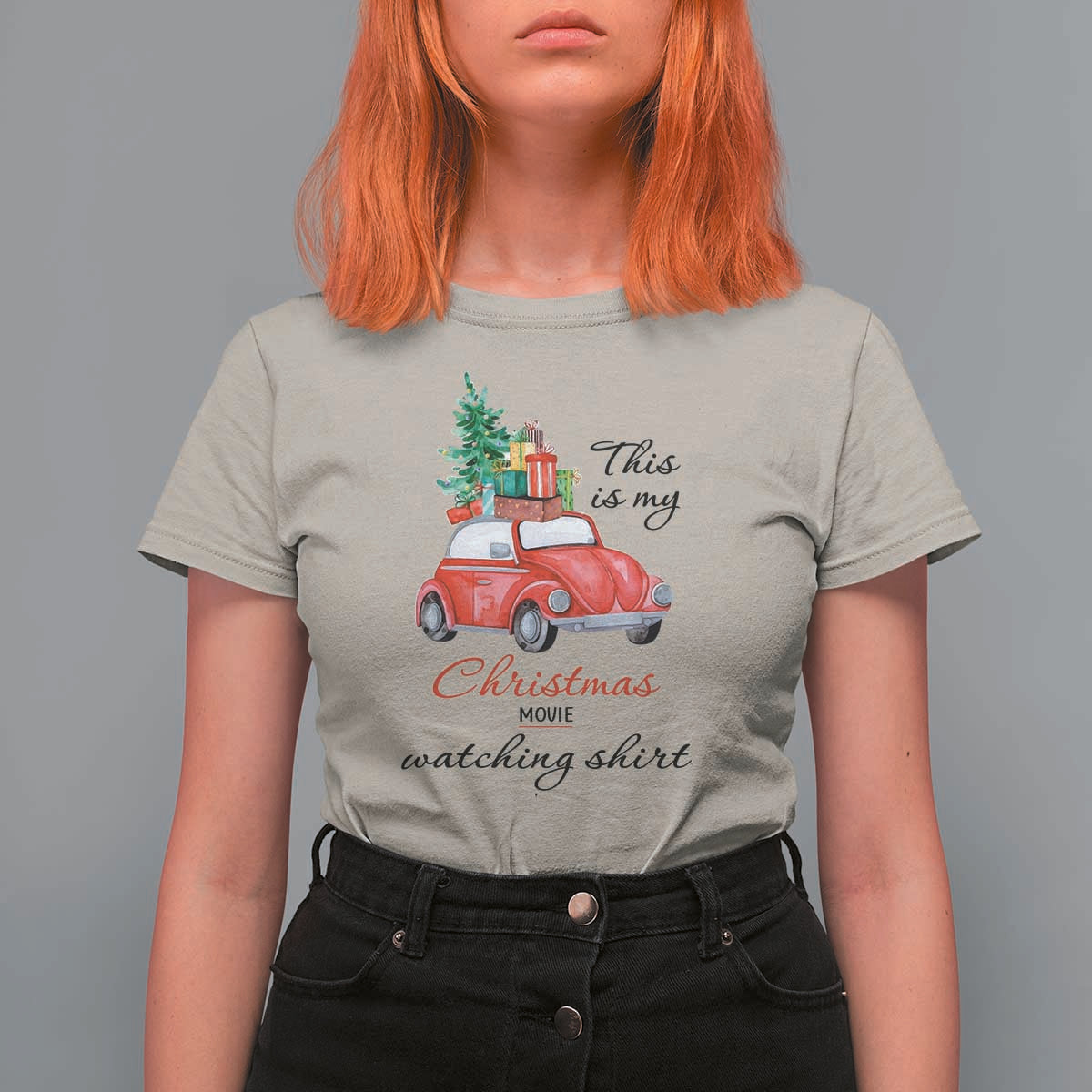 Funny This Is My Christmas Movie Watching Shirt T Shirt For Women Red Car Xmas Tree - Wonder Print Shop