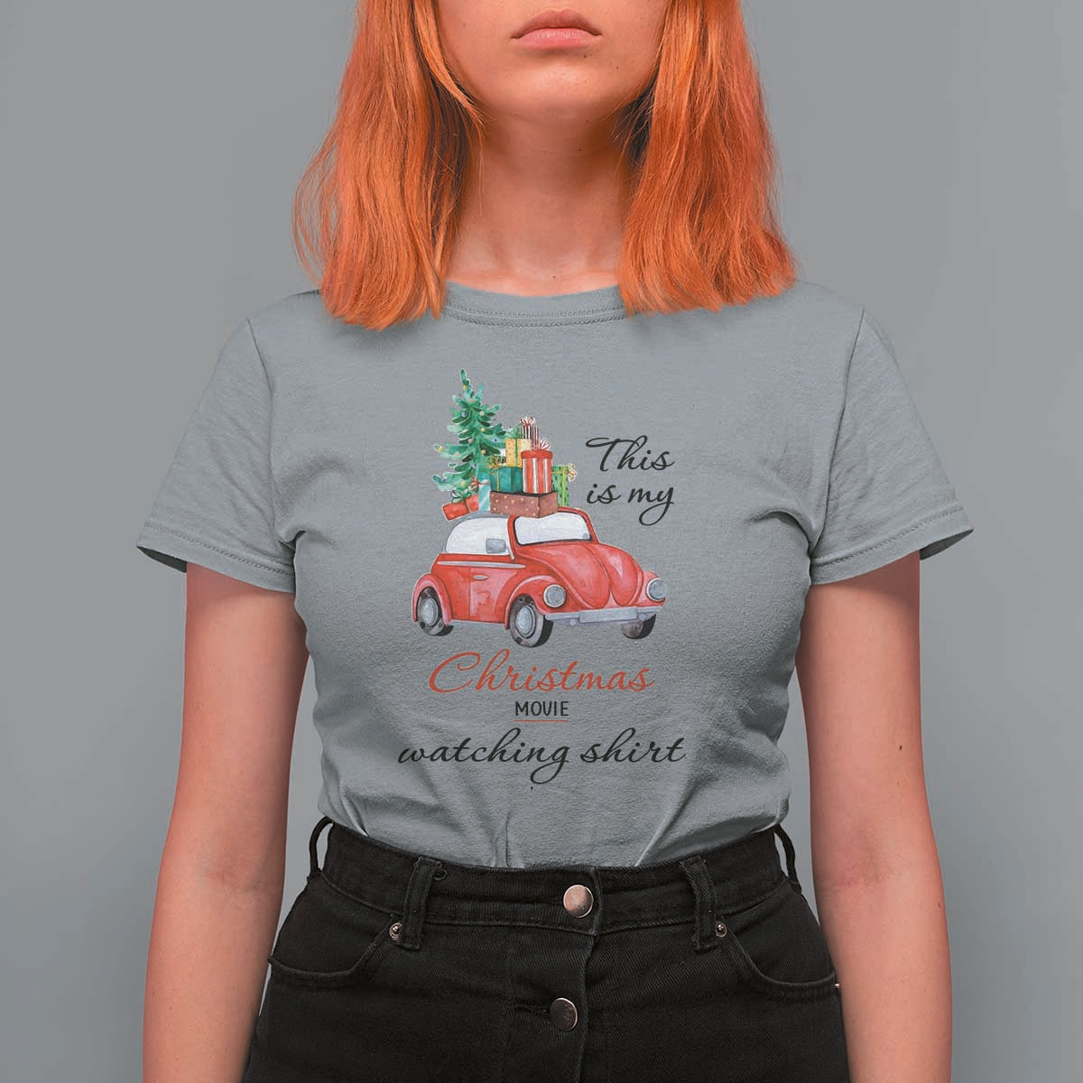 Funny This Is My Christmas Movie Watching Shirt T Shirt For Women Red Car Xmas Tree - Wonder Print Shop