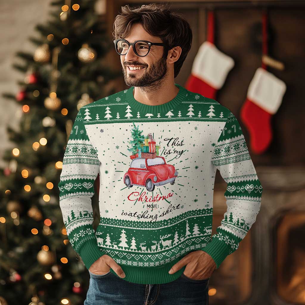 Funny This Is My Christmas Movie Watching Shirt Ugly Christmas Sweater Red Car Xmas Tree - Wonder Print Shop