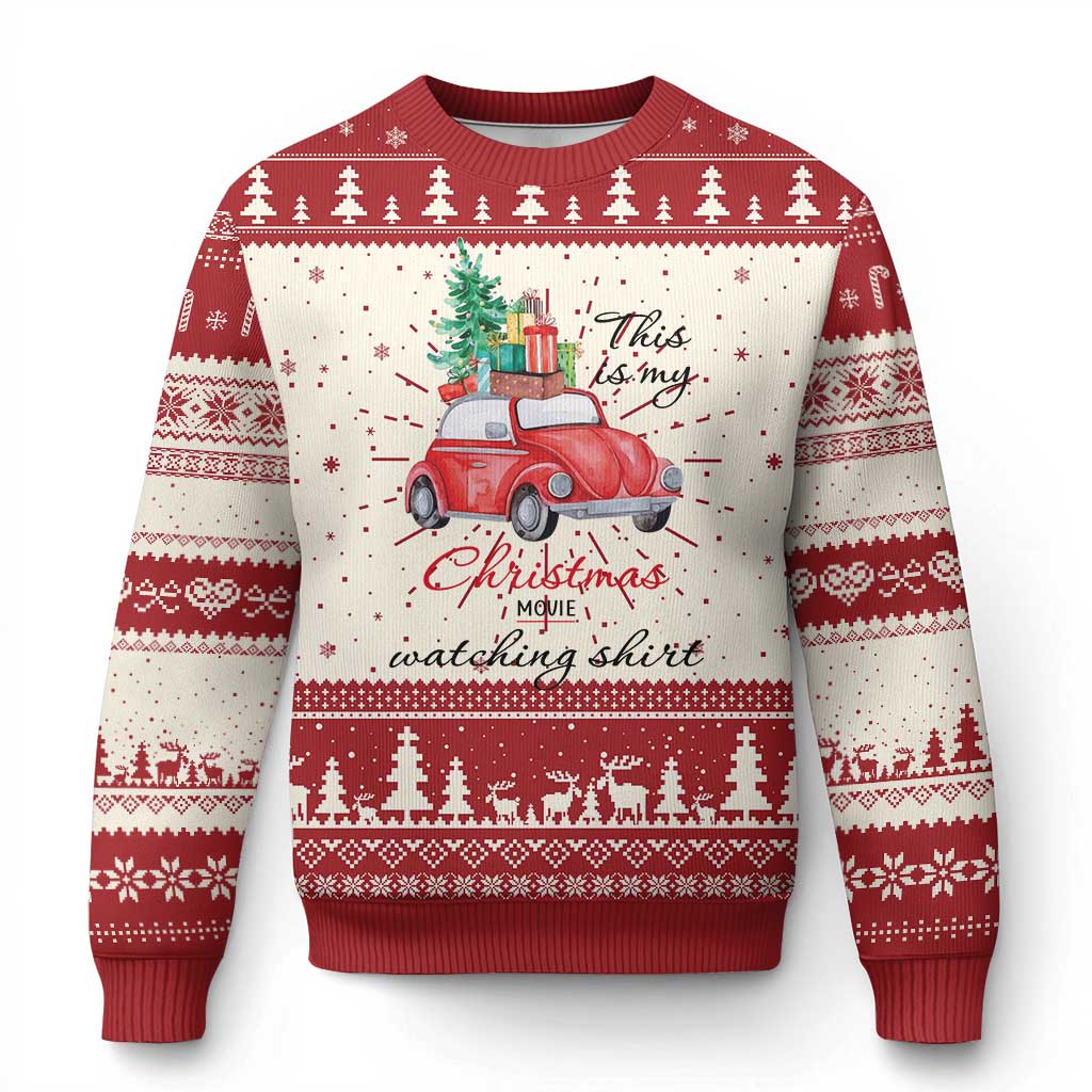 Funny This Is My Christmas Movie Watching Shirt Ugly Christmas Sweater Red Car Xmas Tree - Wonder Print Shop