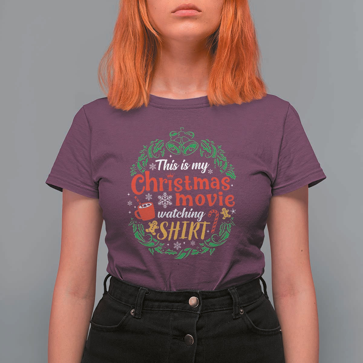 This Is My Christmas Movie Watching Shirt T Shirt For Women Gingerbread Cocoa - Wonder Print Shop