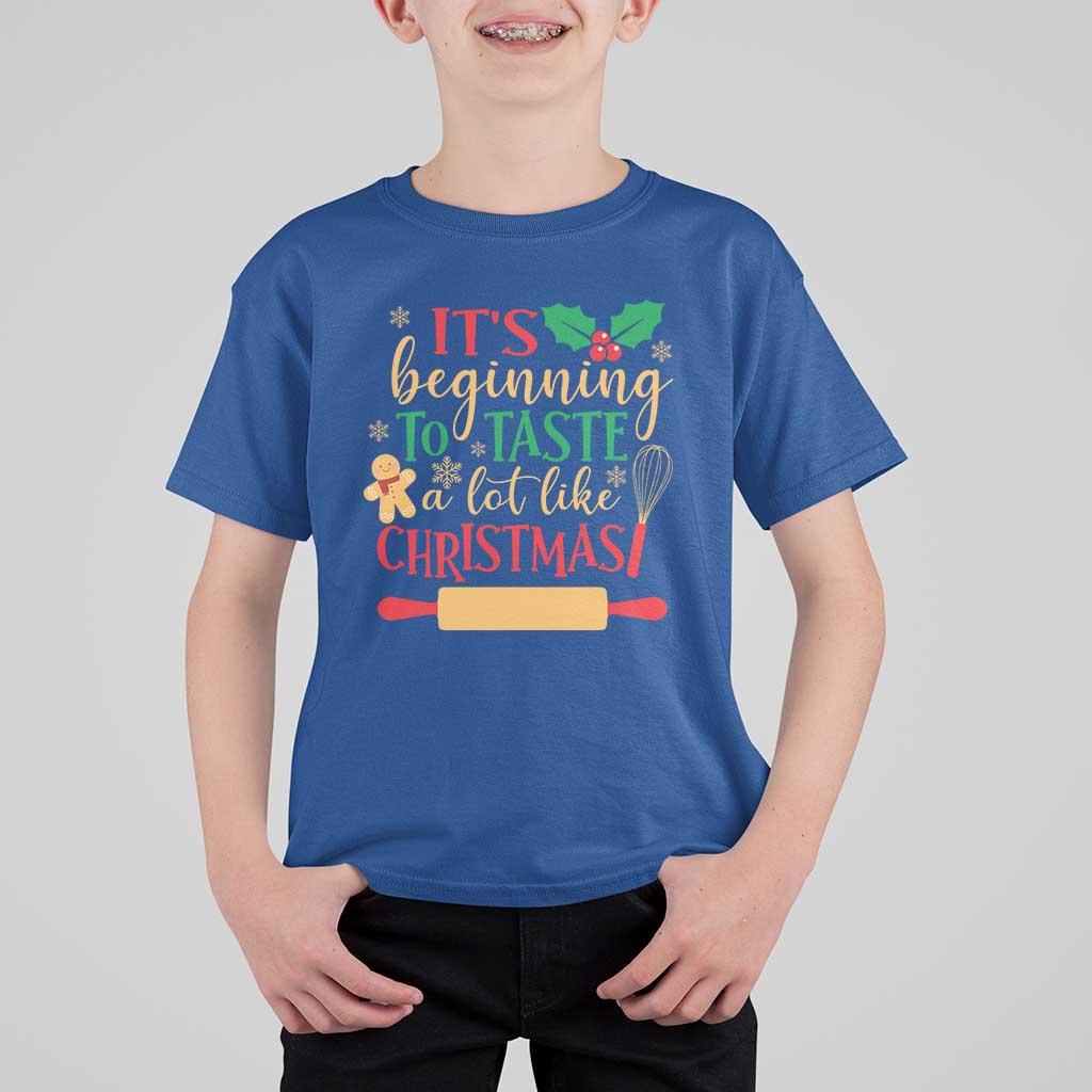 Funny Christmas Baker T Shirt For Kid It's Beginning To Taste A Lot Like Christmas Gingerbread - Wonder Print Shop