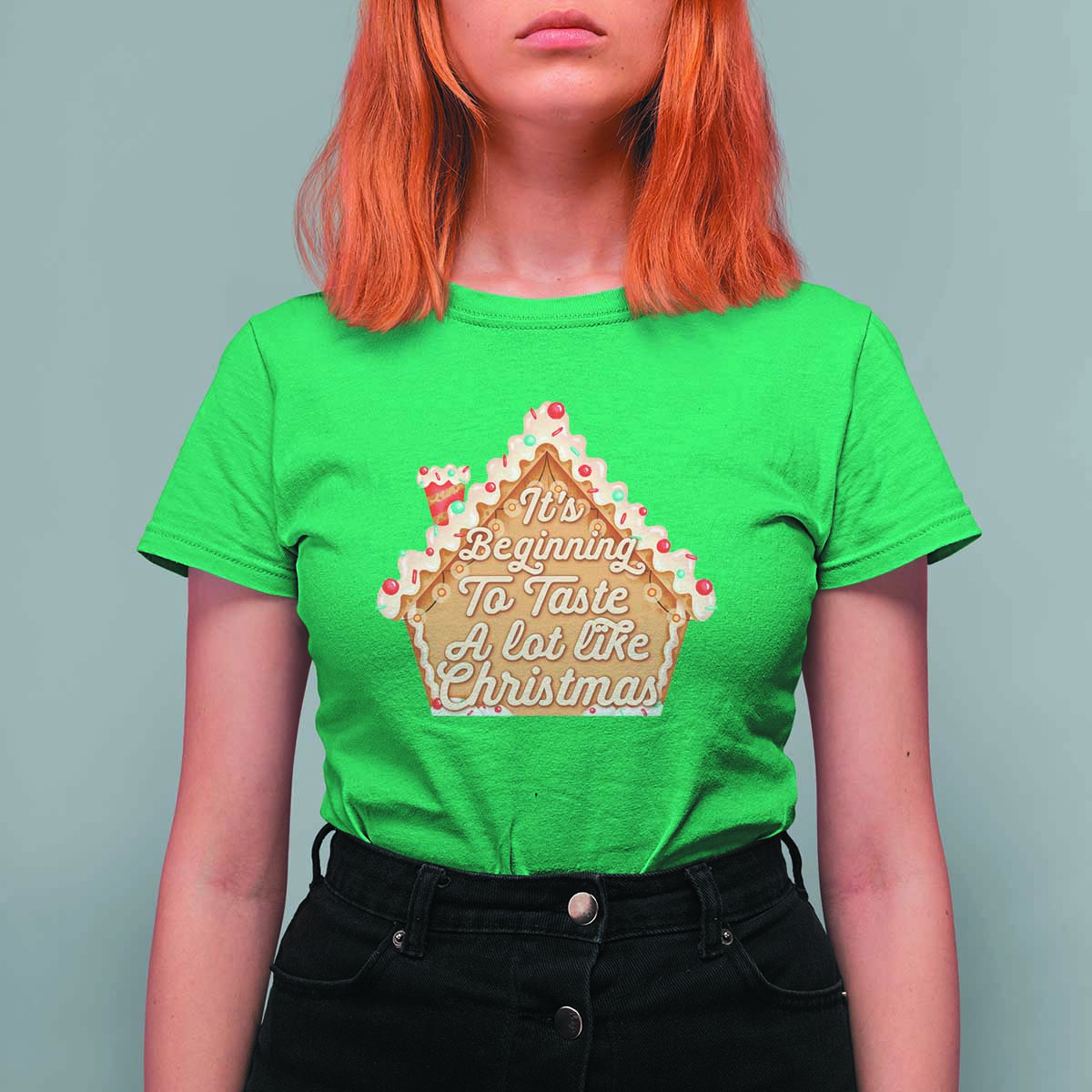 Funny Christmas Cookie Baking T Shirt For Women It's Beginning To Taste A Lot Like Christmas Gingerbread House - Wonder Print Shop