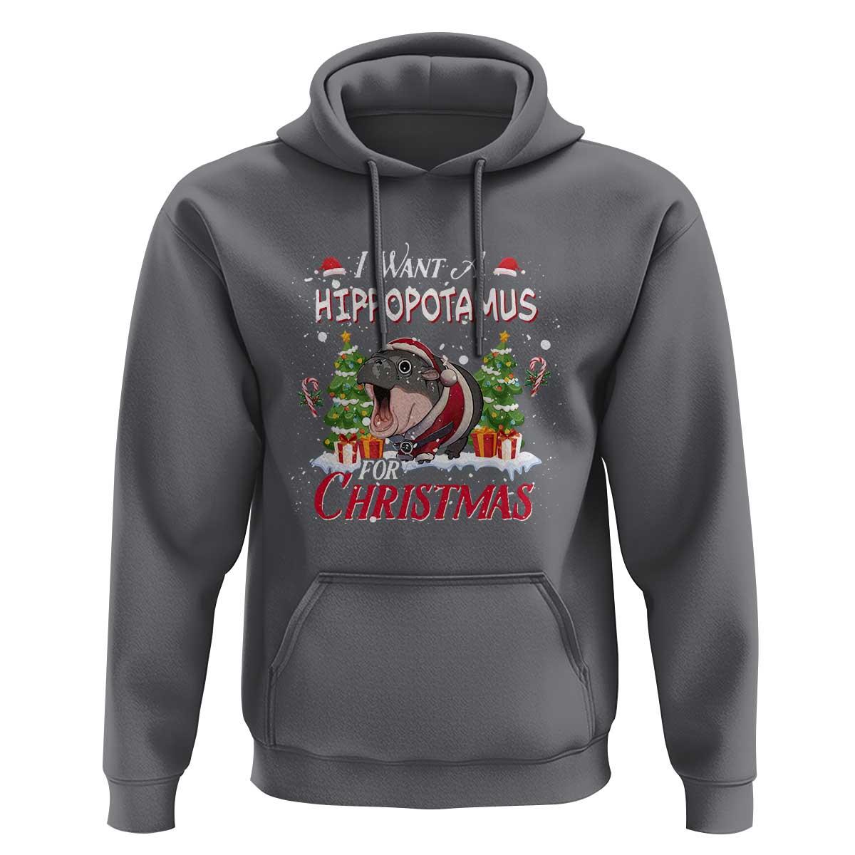 Funny Moo Deng Christmas Hoodie I Want A Hippopotamus For Christmas Santa Baby Pygmy