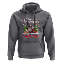 Funny Moo Deng Christmas Hoodie I Want A Hippopotamus For Christmas Santa Baby Pygmy