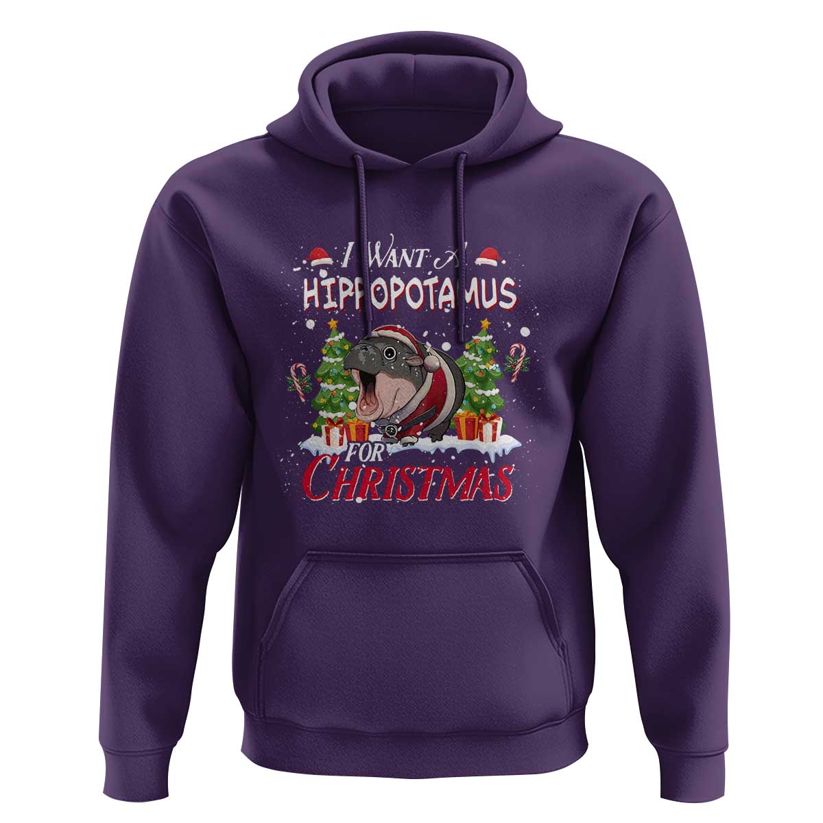 Funny Moo Deng Christmas Hoodie I Want A Hippopotamus For Christmas Santa Baby Pygmy