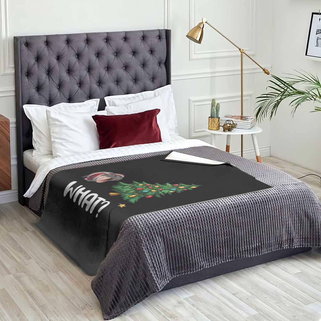 Funny Moo Deng Christmas Throw Blanket What Santa Cute Hippo Zoo Meme Baby Pygmy Xmas Tree - Wonder Print Shop