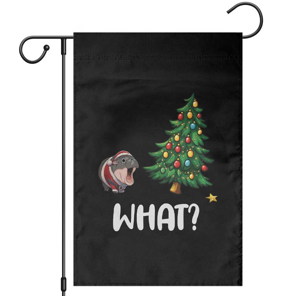 Funny Moo Deng Christmas Garden Flag What Santa Cute Hippo Zoo Meme Baby Pygmy Xmas Tree - Wonder Print Shop
