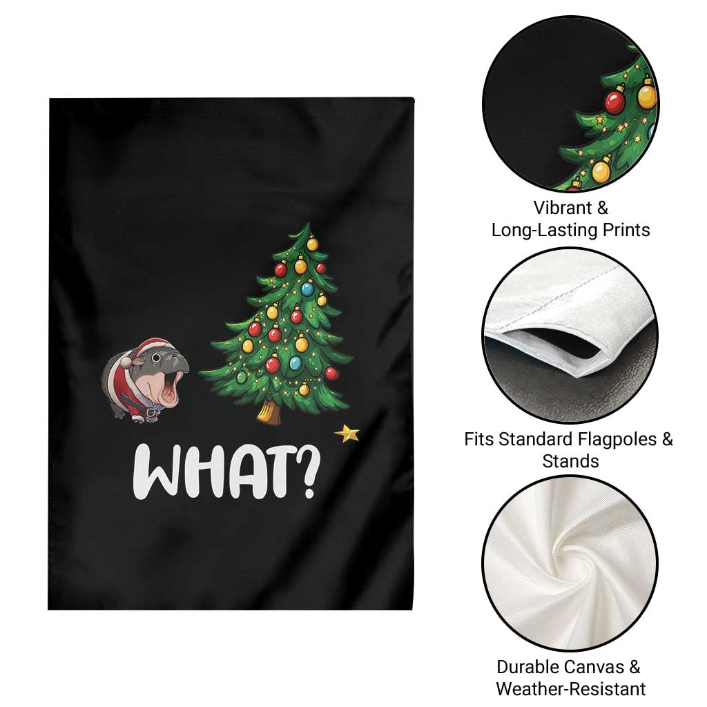 Funny Moo Deng Christmas Garden Flag What Santa Cute Hippo Zoo Meme Baby Pygmy Xmas Tree - Wonder Print Shop