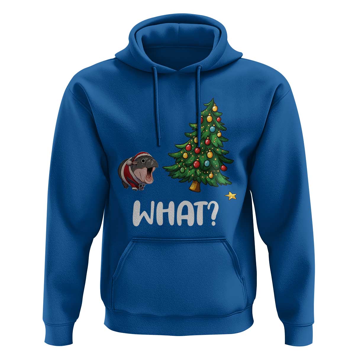 Funny Moo Deng Christmas Hoodie What Santa Cute Hippo Zoo Meme Baby Pygmy Xmas Tree