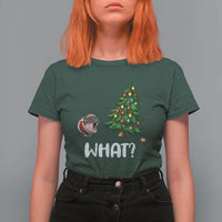 Funny Moo Deng Christmas T Shirt For Women What Santa Cute Hippo Zoo Meme Baby Pygmy Xmas Tree - Wonder Print Shop