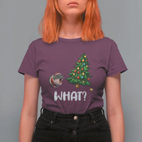 Funny Moo Deng Christmas T Shirt For Women What Santa Cute Hippo Zoo Meme Baby Pygmy Xmas Tree - Wonder Print Shop