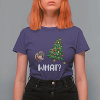 Funny Moo Deng Christmas T Shirt For Women What Santa Cute Hippo Zoo Meme Baby Pygmy Xmas Tree - Wonder Print Shop