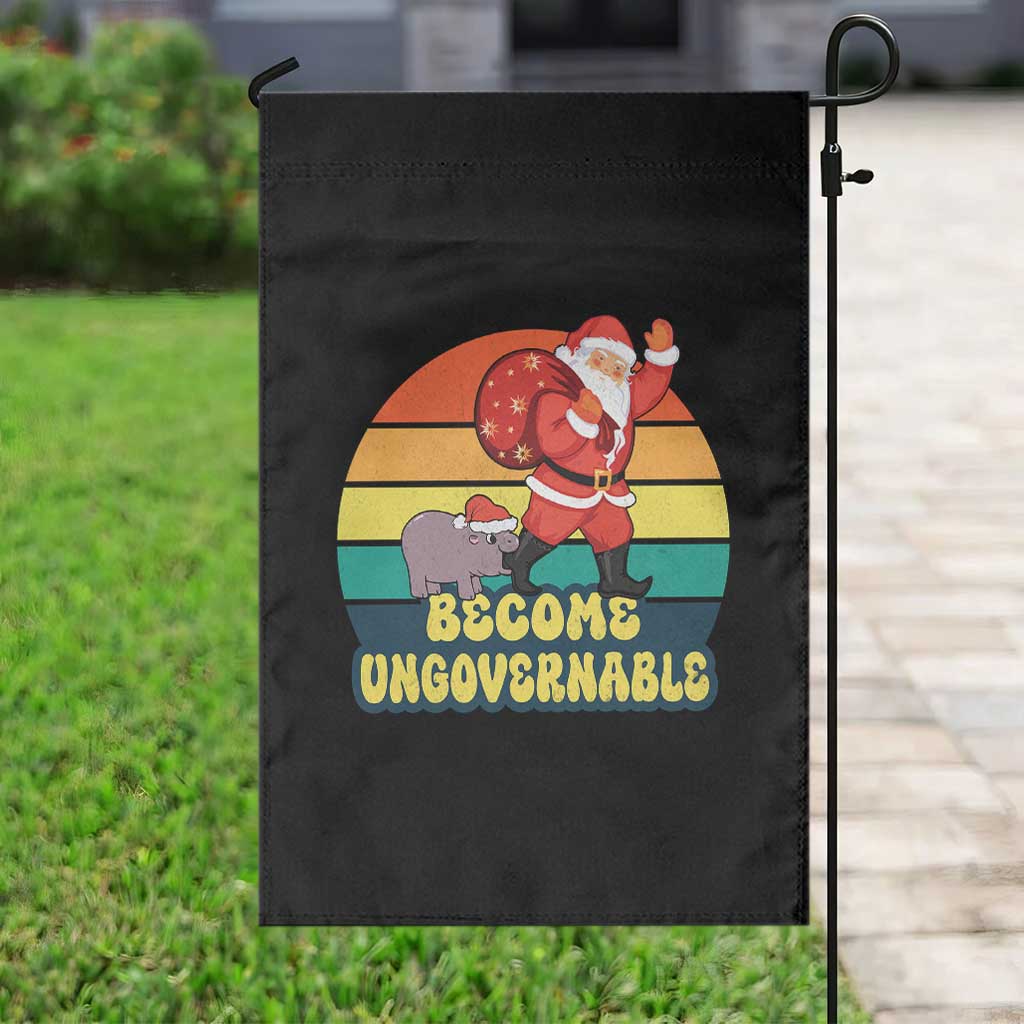 Funny Moo Deng Christmas Garden Flag Become Ungovernable Xmas Santa - Wonder Print Shop