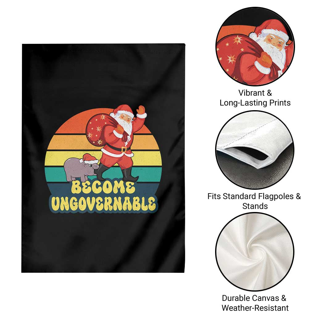 Funny Moo Deng Christmas Garden Flag Become Ungovernable Xmas Santa - Wonder Print Shop