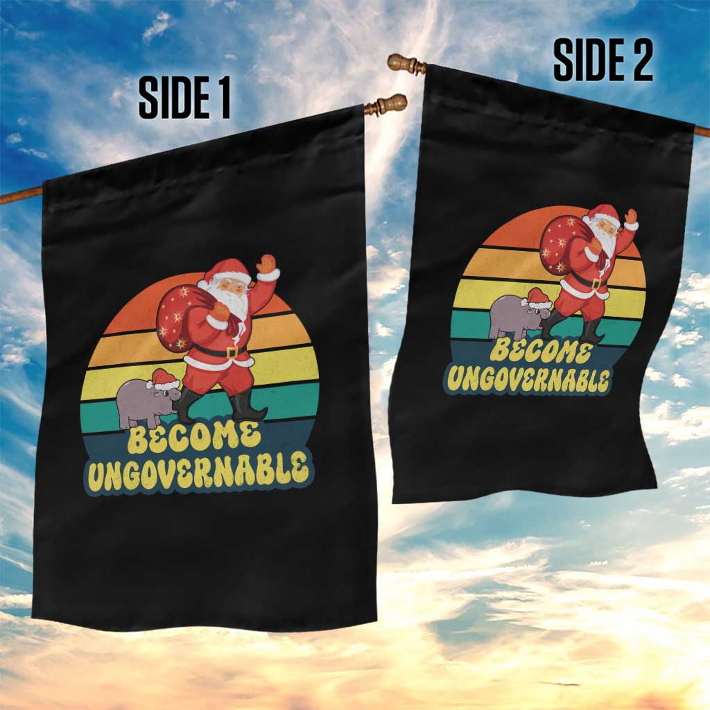 Funny Moo Deng Christmas Garden Flag Become Ungovernable Xmas Santa - Wonder Print Shop