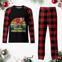 Funny Moo Deng Christmas Plaid Pajama Set Become Ungovernable Xmas Santa - Wonder Print Shop