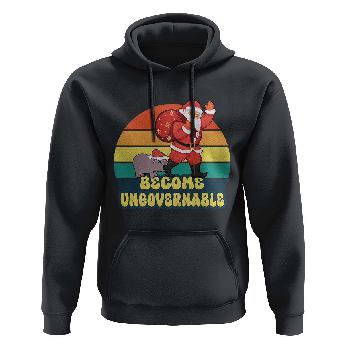 Funny Moo Deng Christmas Hoodie Become Ungovernable Xmas Santa