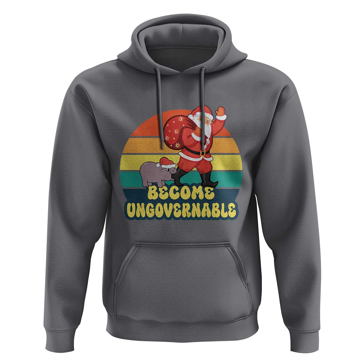 Funny Moo Deng Christmas Hoodie Become Ungovernable Xmas Santa