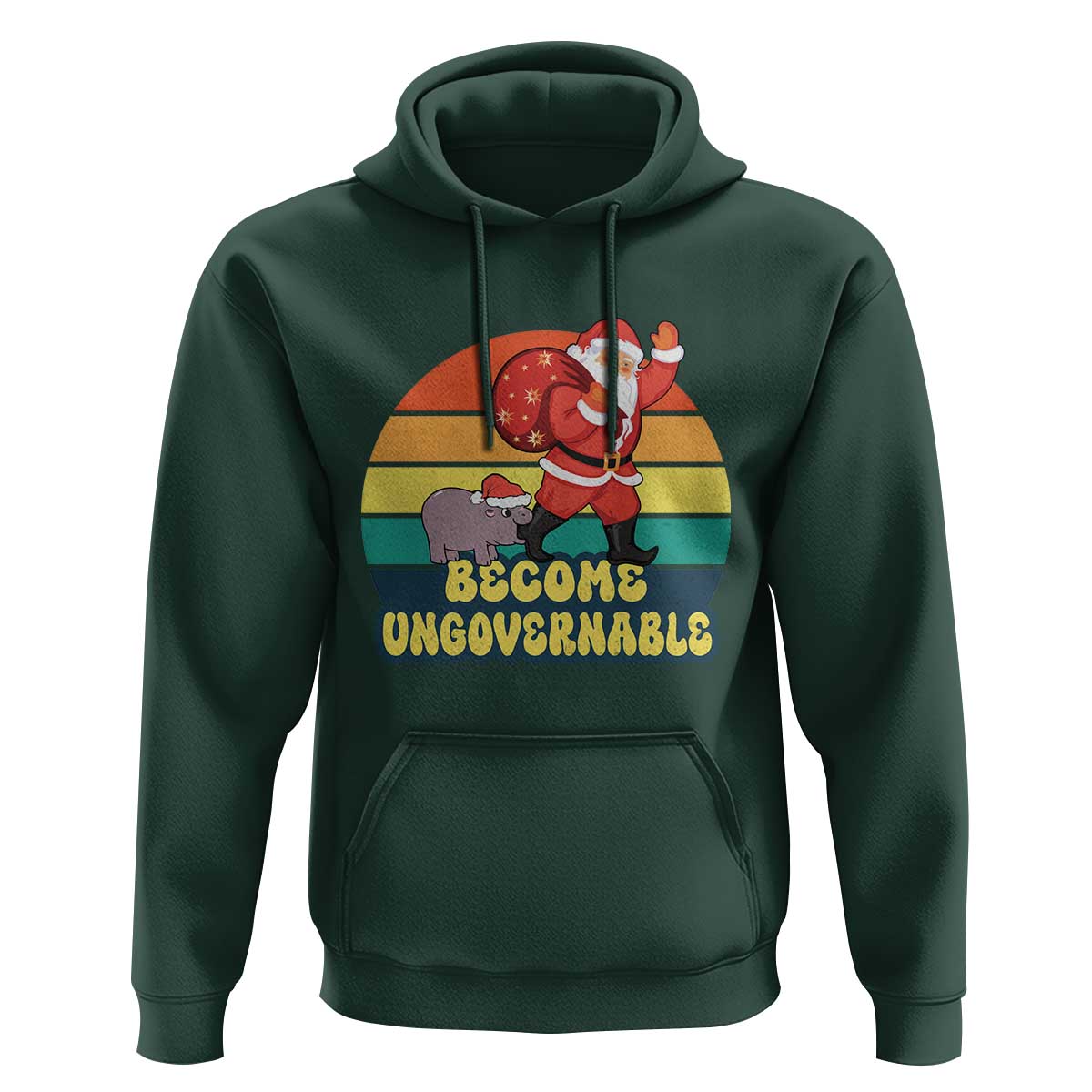 Funny Moo Deng Christmas Hoodie Become Ungovernable Xmas Santa