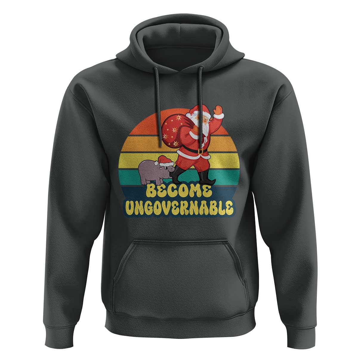 Funny Moo Deng Christmas Hoodie Become Ungovernable Xmas Santa