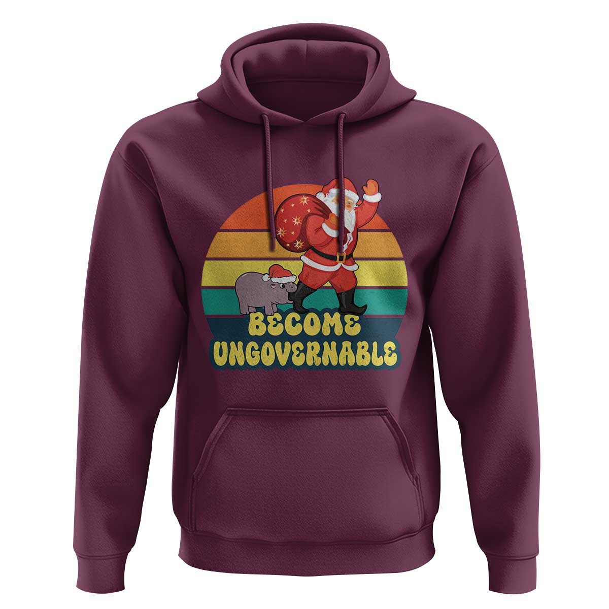 Funny Moo Deng Christmas Hoodie Become Ungovernable Xmas Santa