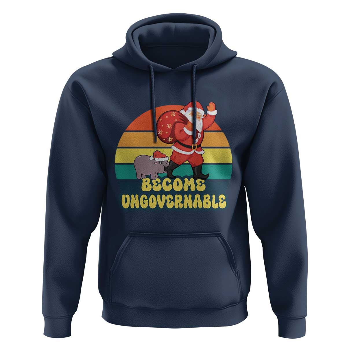 Funny Moo Deng Christmas Hoodie Become Ungovernable Xmas Santa