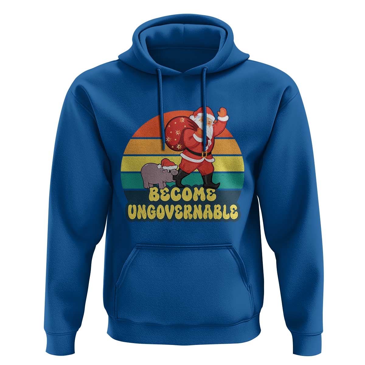 Funny Moo Deng Christmas Hoodie Become Ungovernable Xmas Santa