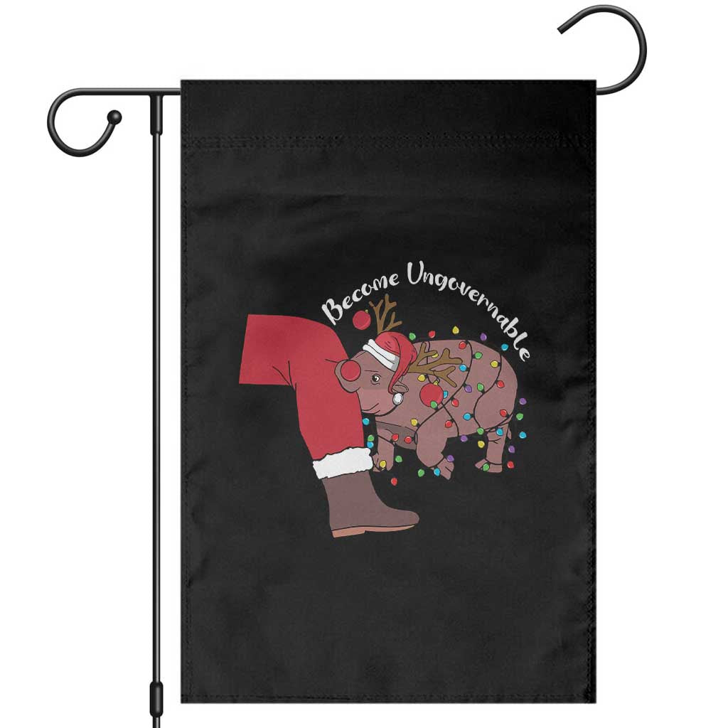 Funny Moo Deng Christmas Garden Flag Become Ungovernable Reindeer Xmas Santa - Wonder Print Shop