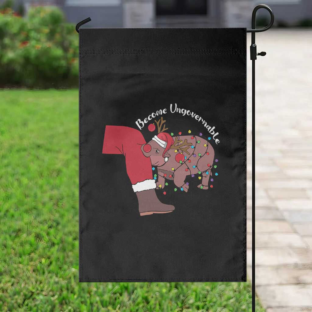 Funny Moo Deng Christmas Garden Flag Become Ungovernable Reindeer Xmas Santa - Wonder Print Shop