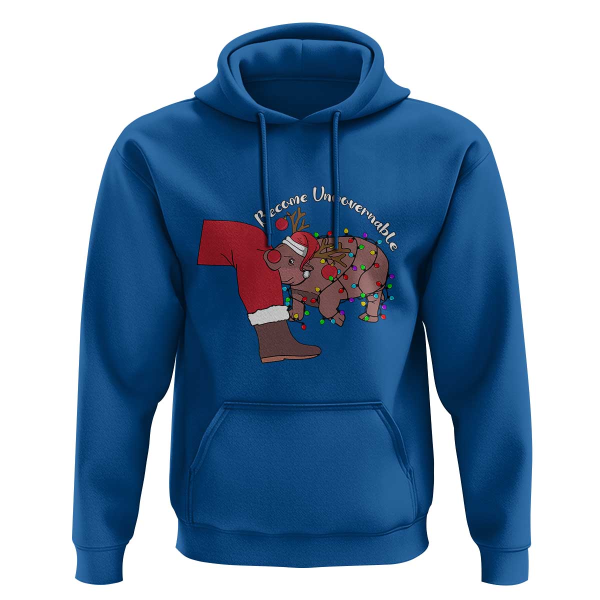 Funny Moo Deng Christmas Hoodie Become Ungovernable Reindeer Xmas Santa