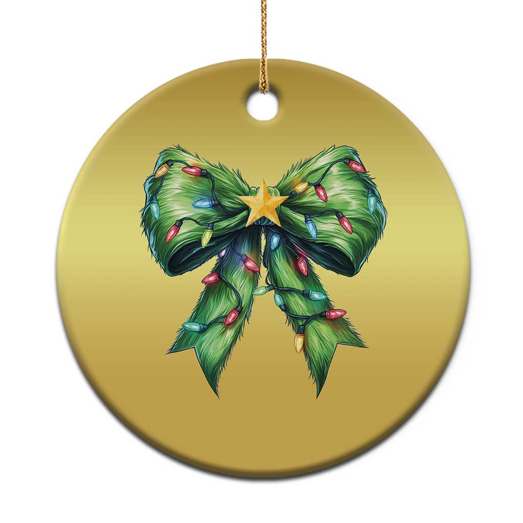 Funny Christmas Coquette Christmas Ornament Green Xmas Tree Bow - Wonder Print Shop