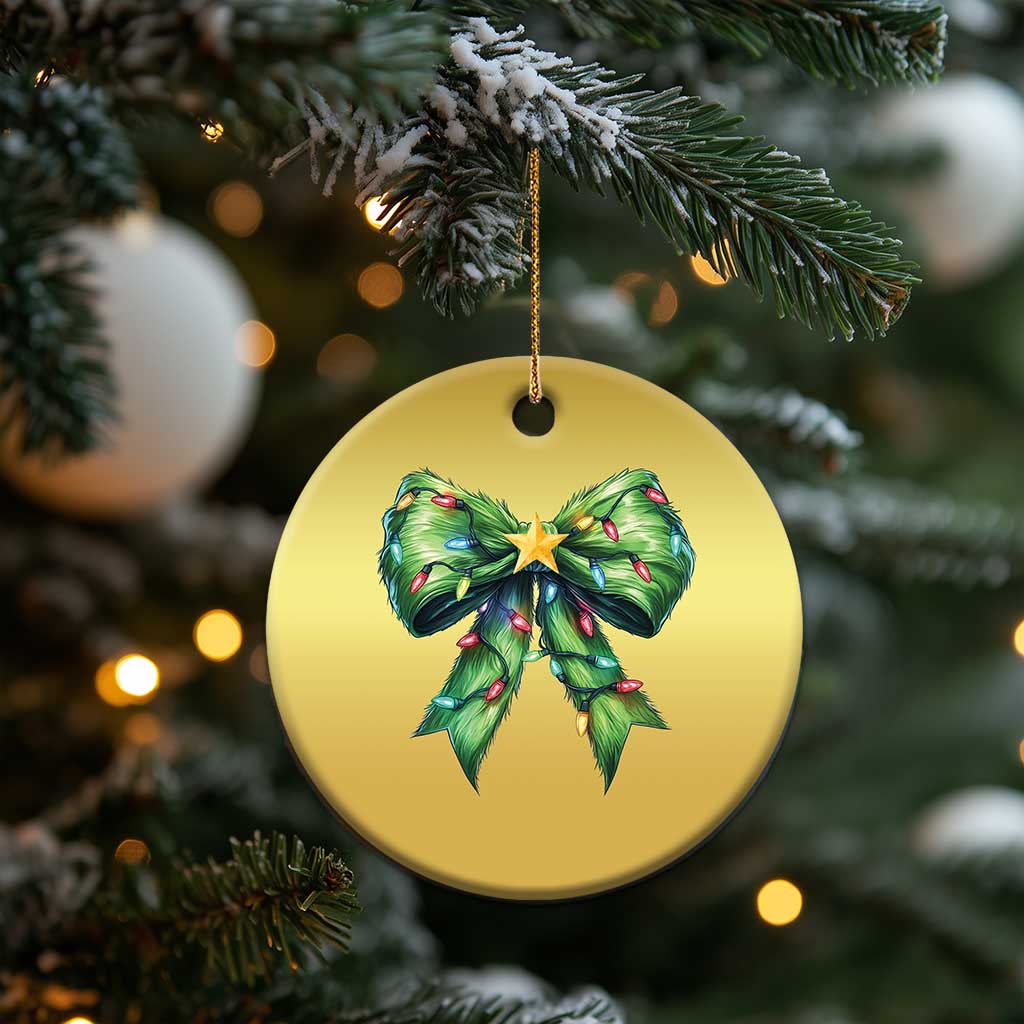 Funny Christmas Coquette Christmas Ornament Green Xmas Tree Bow - Wonder Print Shop