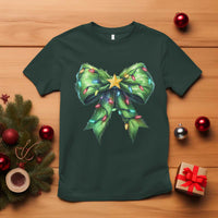Funny Christmas Coquette T Shirt Green Xmas Tree Bow - Wonder Print Shop