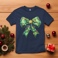Funny Christmas Coquette T Shirt Green Xmas Tree Bow - Wonder Print Shop