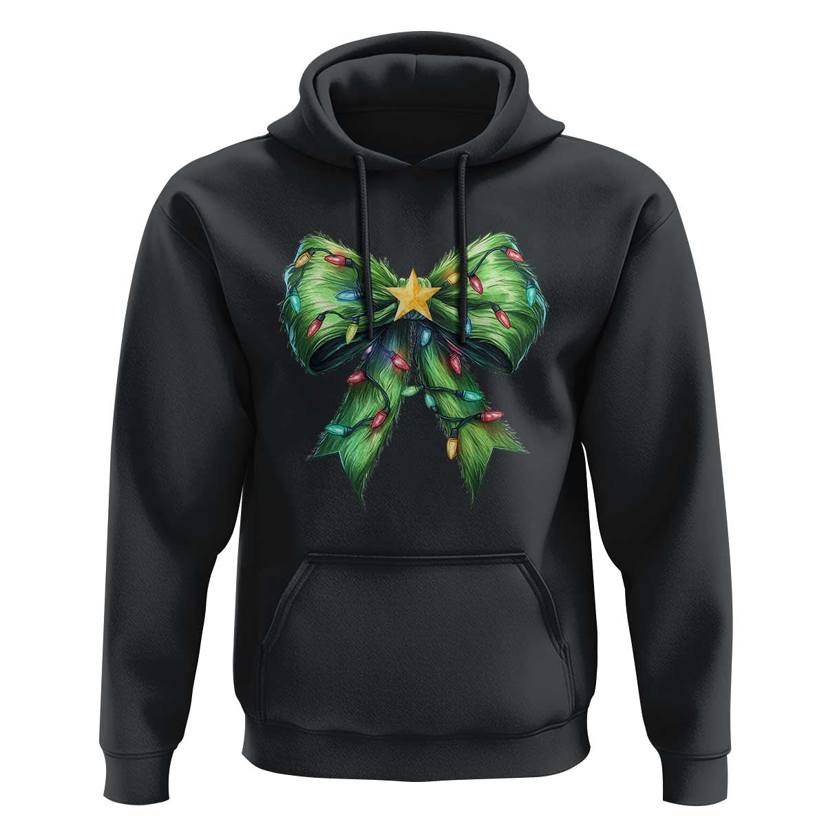 Funny Christmas Coquette Hoodie Green Xmas Tree Bow