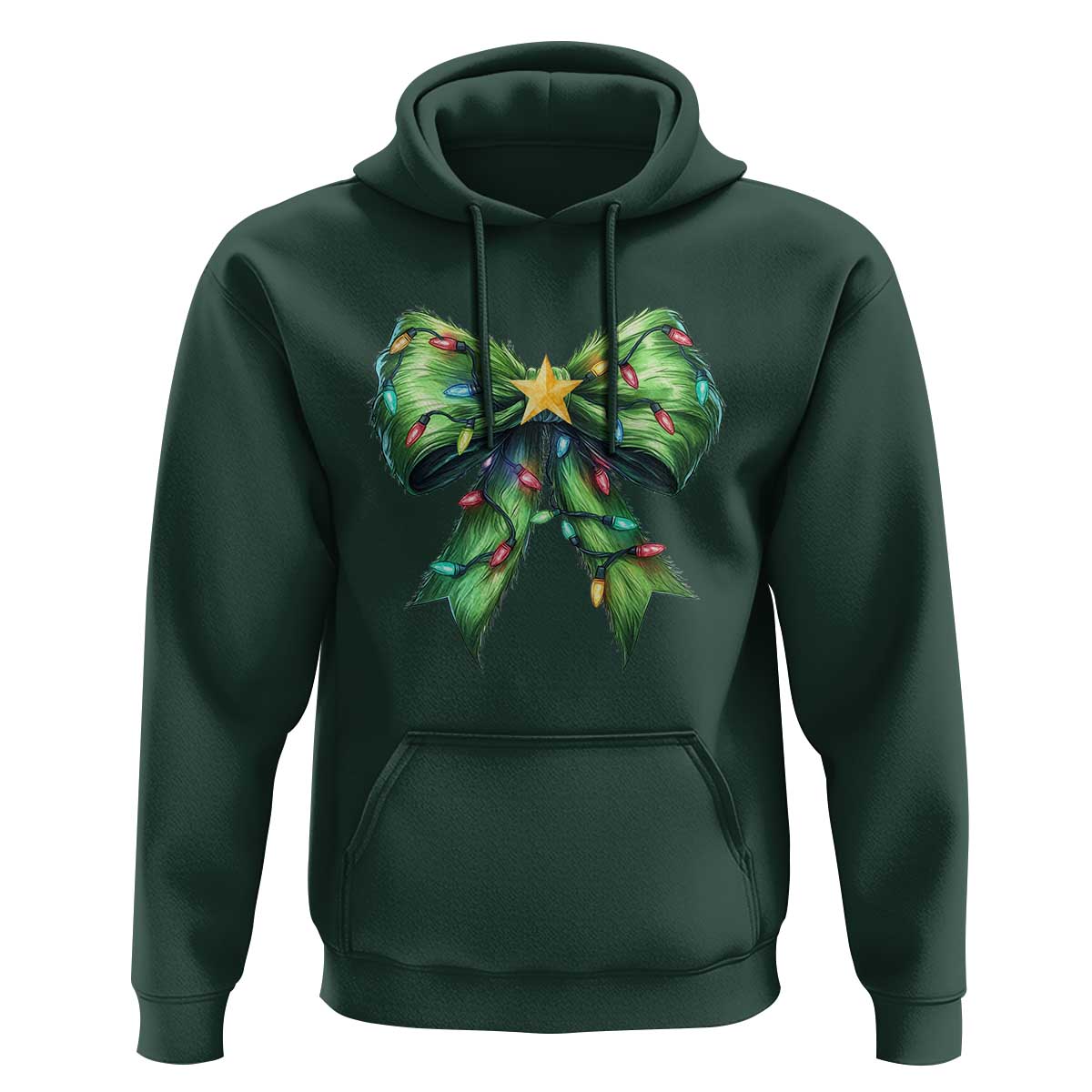 Funny Christmas Coquette Hoodie Green Xmas Tree Bow