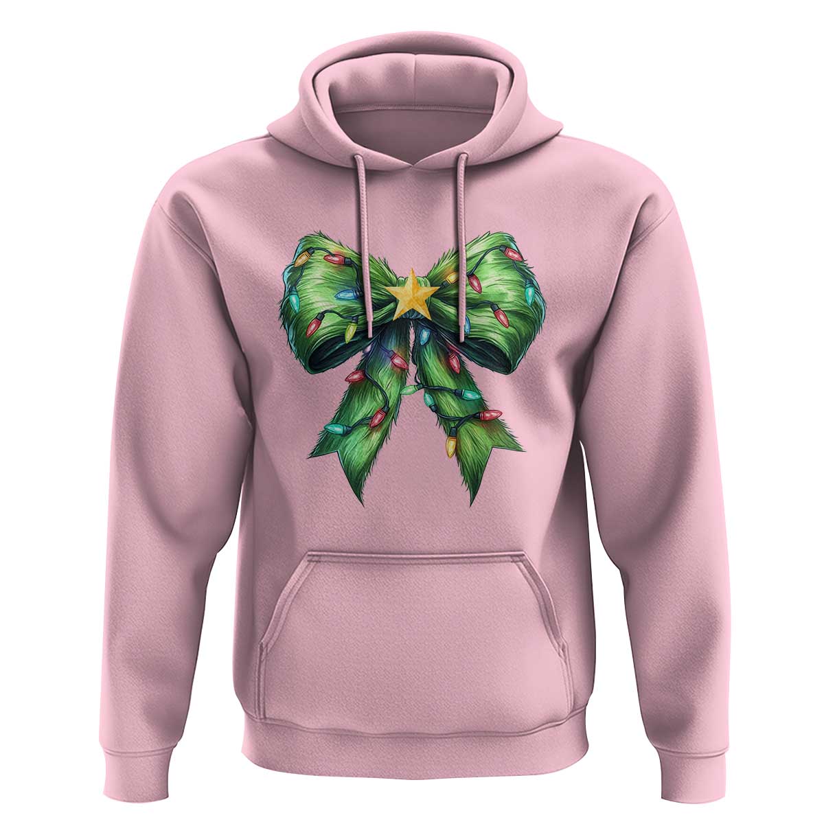 Funny Christmas Coquette Hoodie Green Xmas Tree Bow