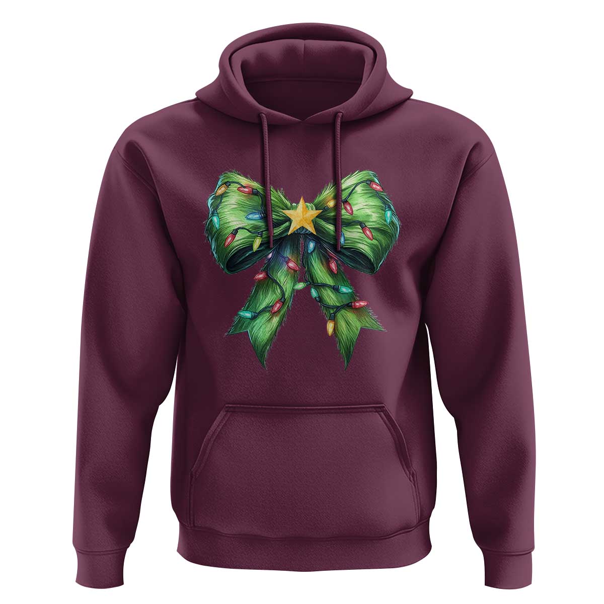 Funny Christmas Coquette Hoodie Green Xmas Tree Bow