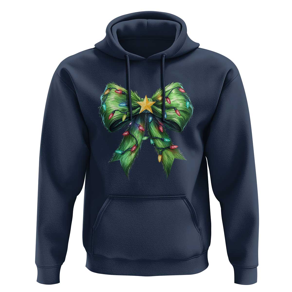 Funny Christmas Coquette Hoodie Green Xmas Tree Bow